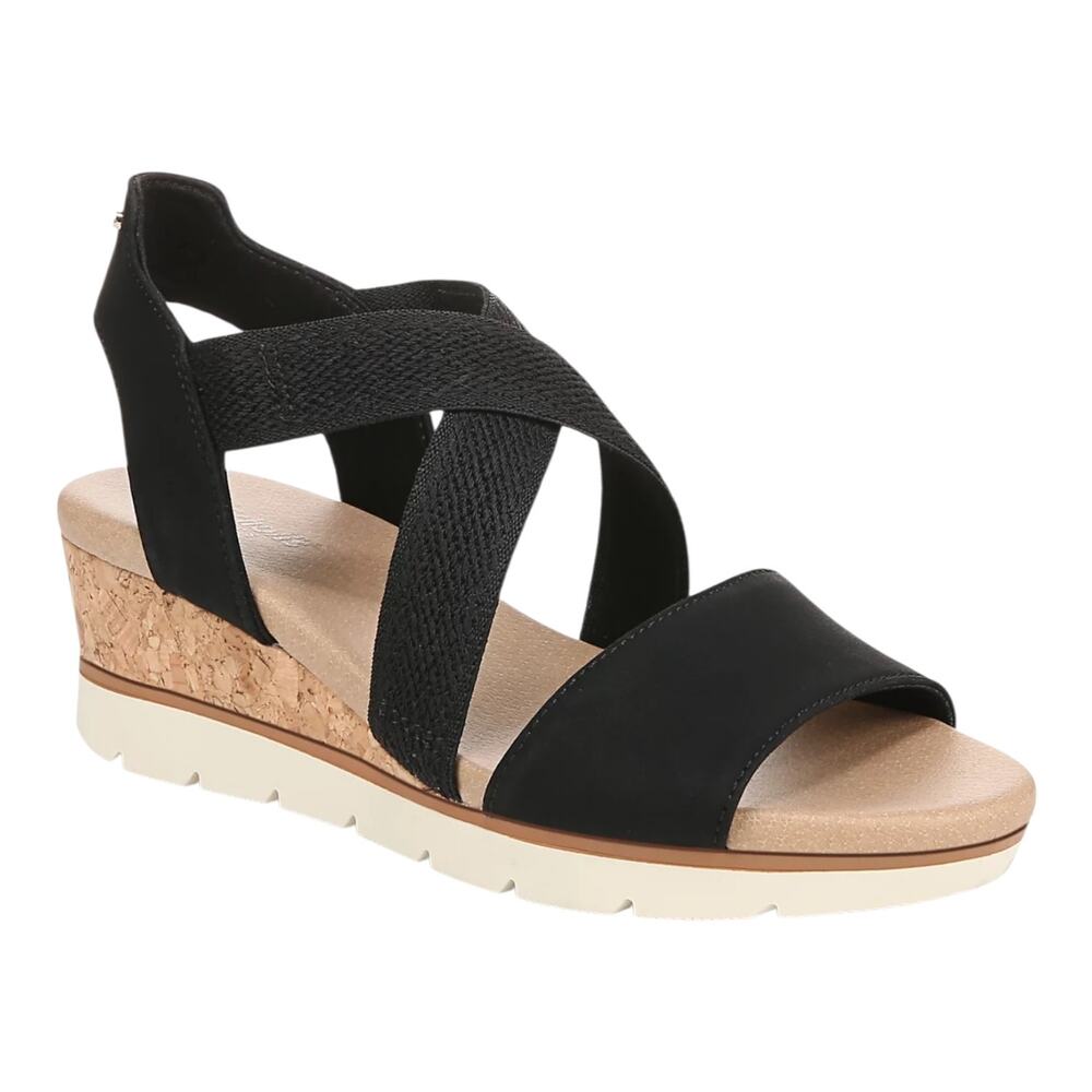 Dr. Scholl’s Women's Just Cute Strappy Wedge Heel Sandals Black Size 9
